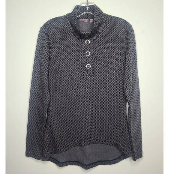 Merrell black grey geometric print mock turtleneck pullover shirt jacket - small - Picture 1 of 5